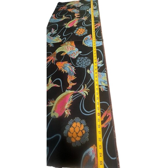 3 Fabric Remnants Brocade Koi Fish Black against Vibrant Colors See Measurements - Picture 7 of 10
